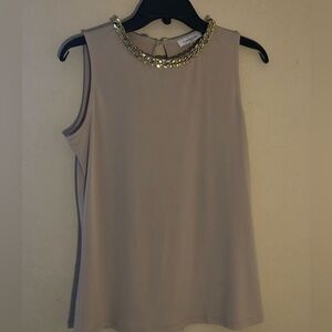 Calvin Klein sleeveless top with golden chain collar